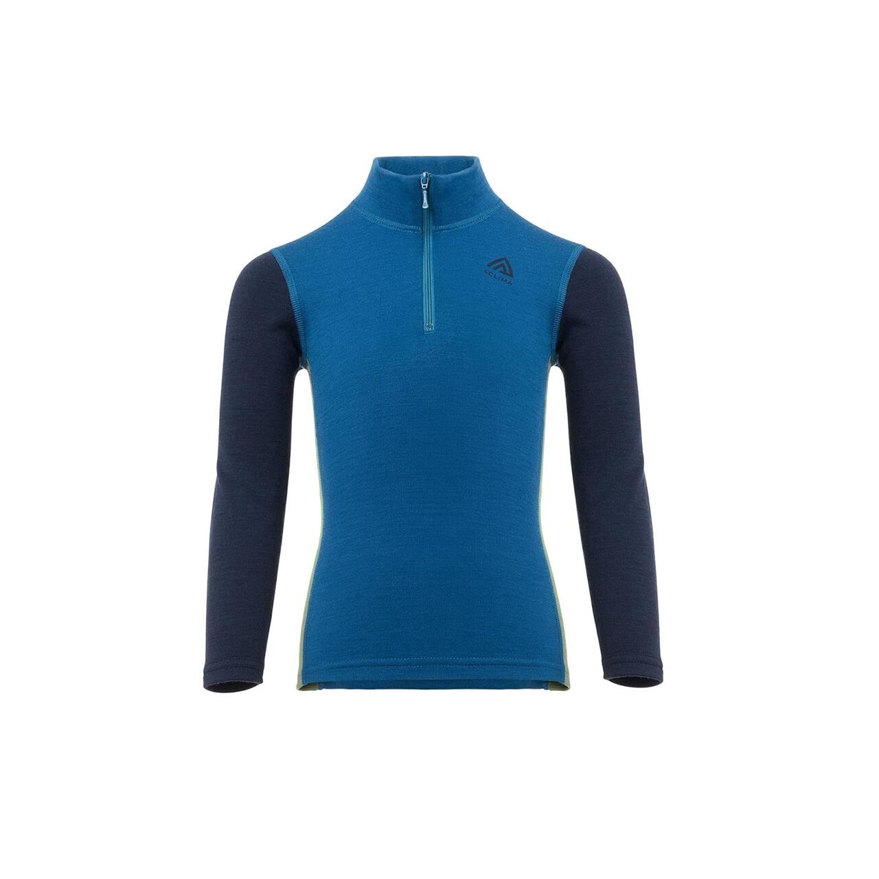 Aclima Kids Warmwool Mock Neck Zip Blå Corsair Navy Blazer 120