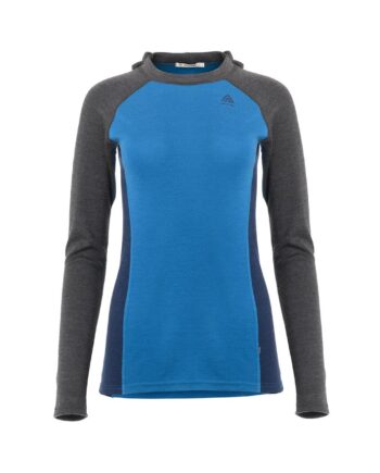 Aclima Womens Warmwool Hoodsweater Grå Marengo Corsair Navy Blazer Large