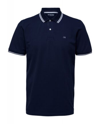 Selected Kortærmet økologisk Bomulds Polo Navy Blazer Til Herre