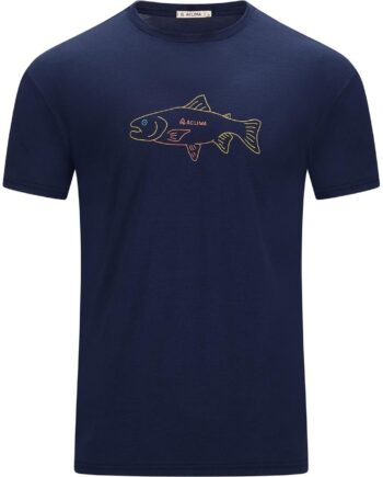 Aclima Mens Lightwool 140 Tee Salmon Blå Navy Blazer Large