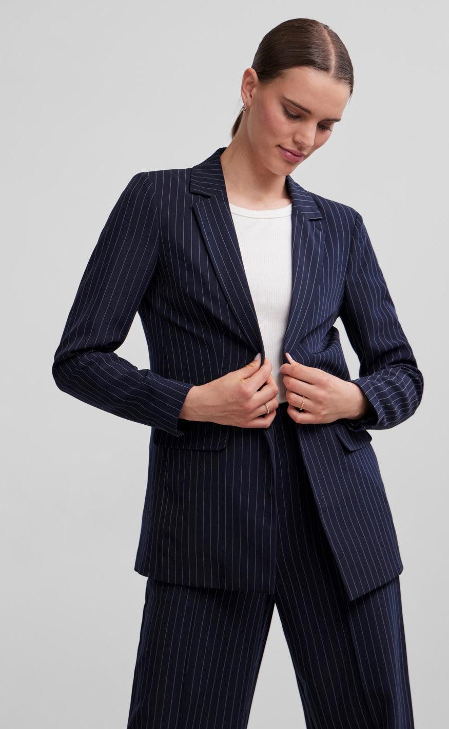 Pieces Blazer Bossy Sky Captain Pinstripe