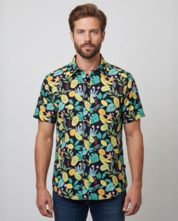 Carnt Hector Herre Skjorte Navy Blazer Aop Fruit