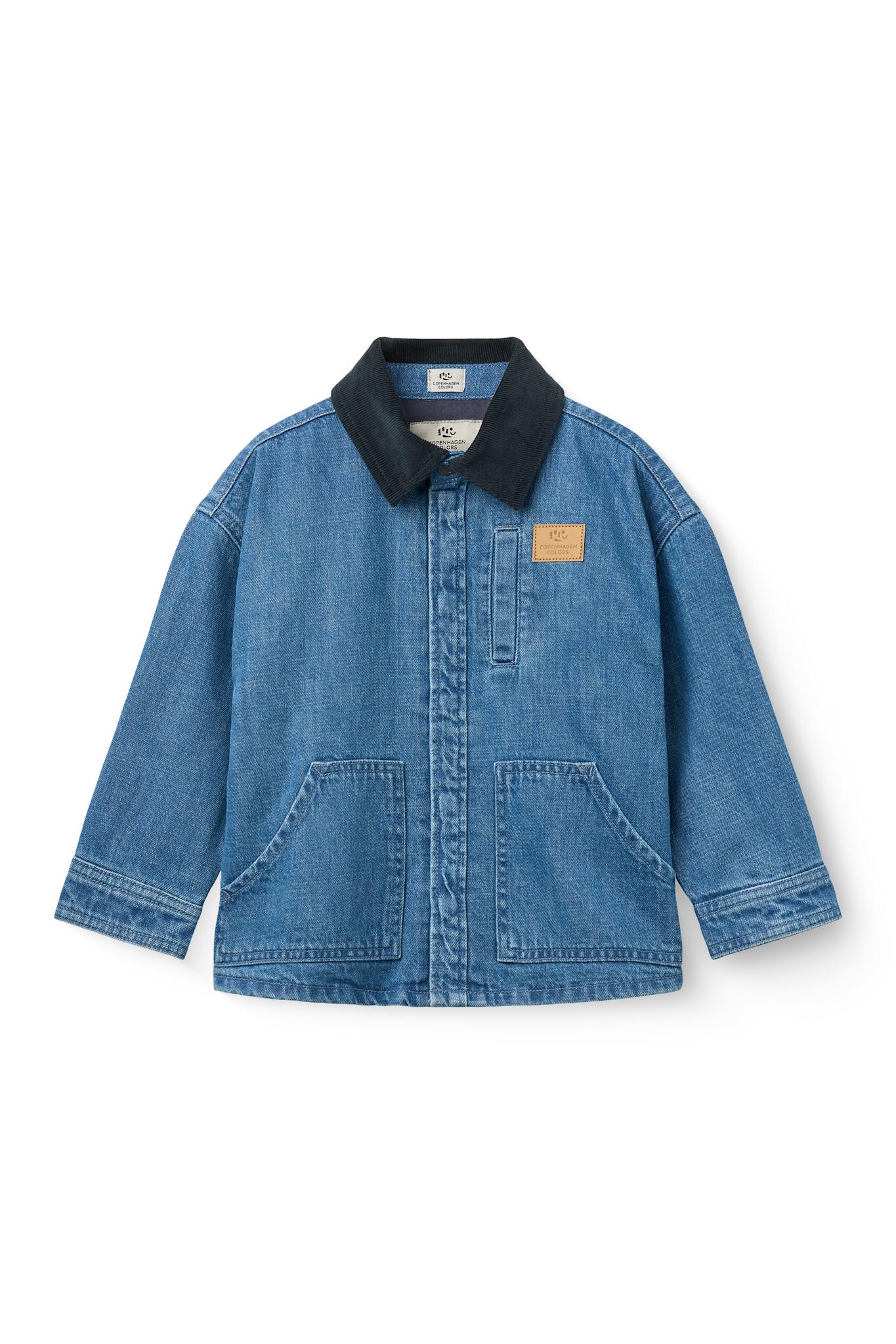 Denim Jakke Lining Fløjls Krave Indigo Blue Washed Navy Blazer Corduroy Indigo Blue Washed Navy Blazer Corduroy