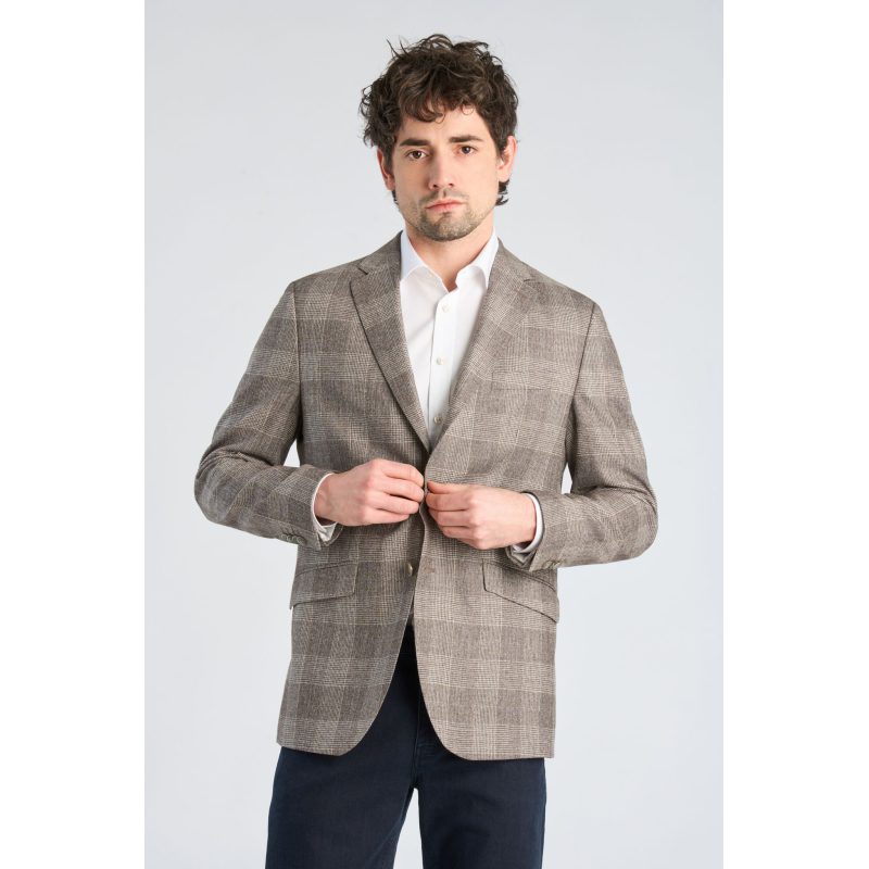 Lindbergh Modern Fit Blazer Mørk Sand Meleret Til Herre