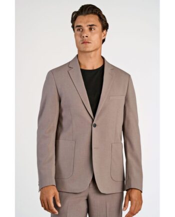 Lindbergh Relaxed Fit Superflex Formel Blazer Mørk Sand Meleret Til Herre Model 300111