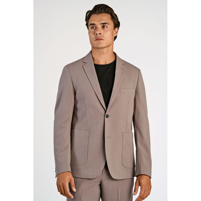 Lindbergh Relaxed Fit Superflex Formel Blazer Mørk Sand Meleret Til Herre Model 300111