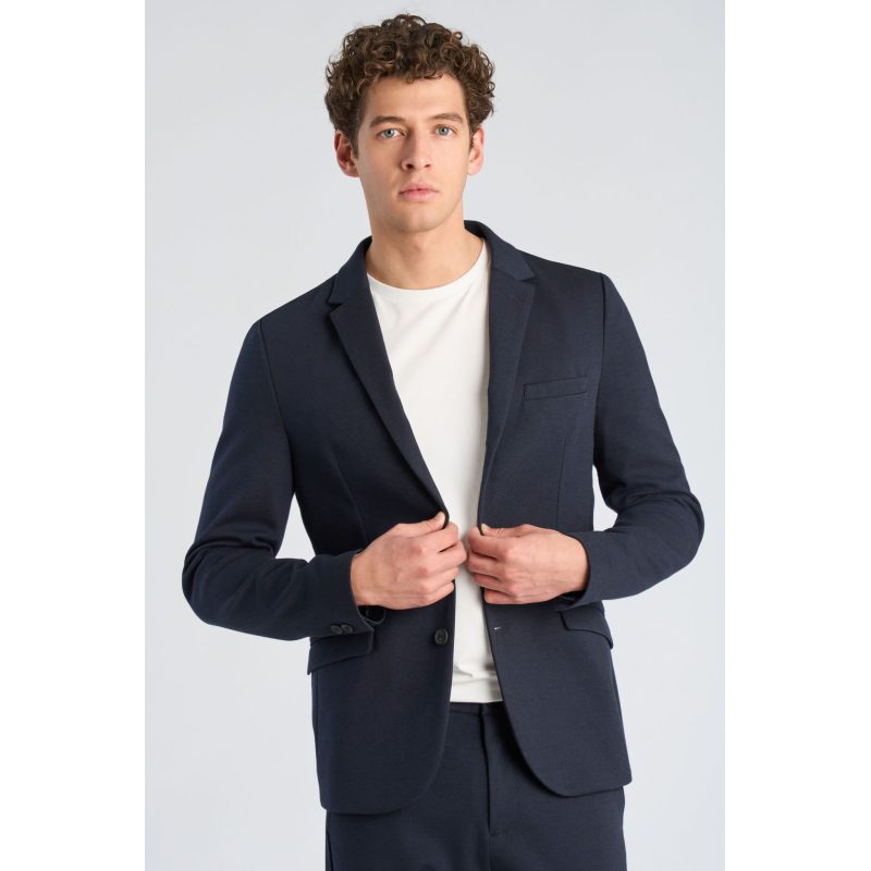 Lindbergh Slim Fit Superflex Blazer Navy Meleret Til Herre